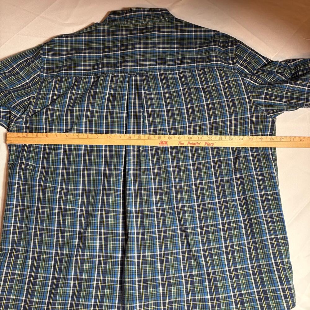 Chaps Shirt Men's 2XL Long Sleeve Button Down Stretch Easy Care Green Plaid - Picture 10 of 12